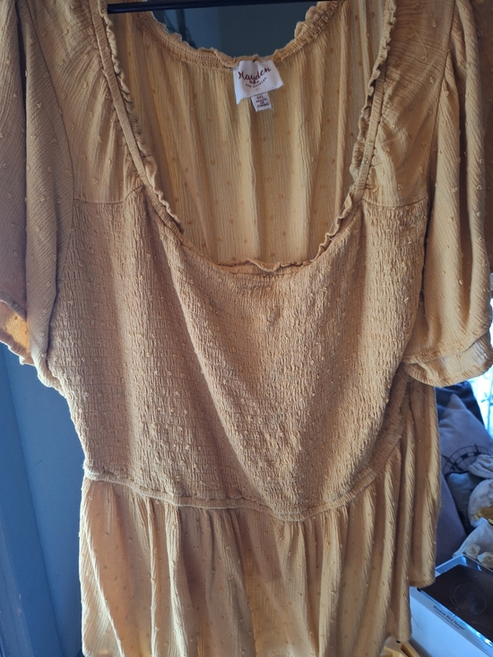 Hayden Los Angeles Tops - Hayden Mustard Yellow Smocked Midi Dress